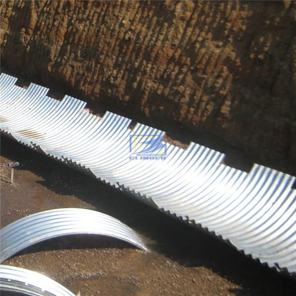 hot galvanzied corrugated steel pipe used as culvert , small bridge